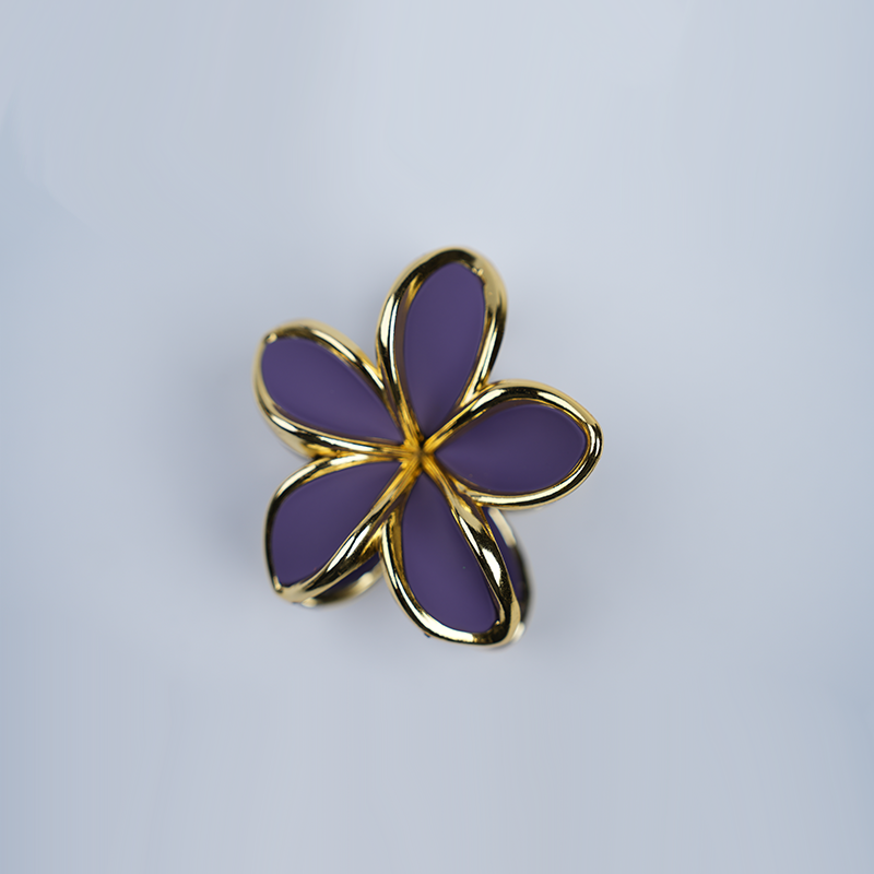 Gold Plumeria Flower Hair Clip| Plastic Flower Design With A Gold-Toned Trim| Hawaiian Style Hair Accessory