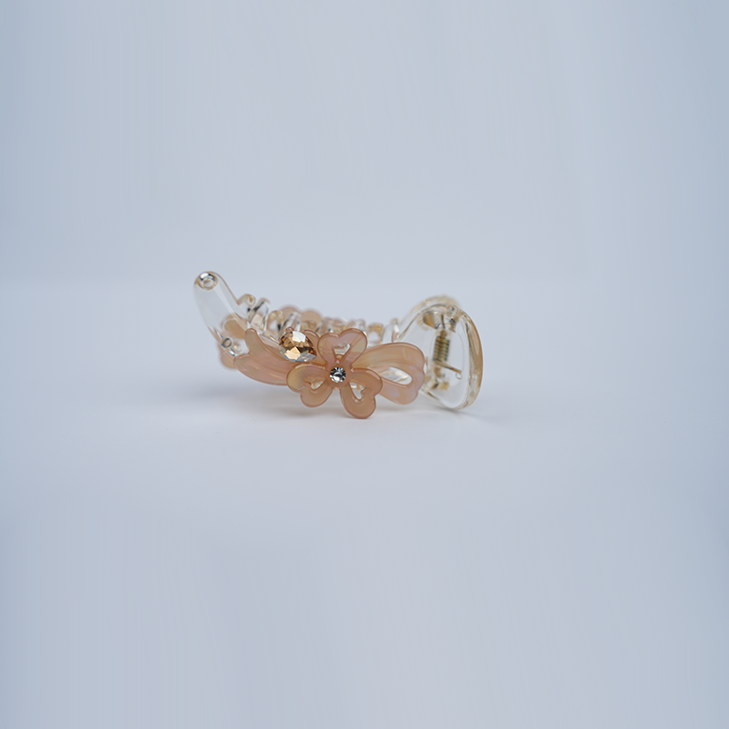 Elegant Pearlescent Flower Mini Banana Hair Claw Clip| Durable, Lightweight & Transparent Plastic Hair Clip For Women & Girls