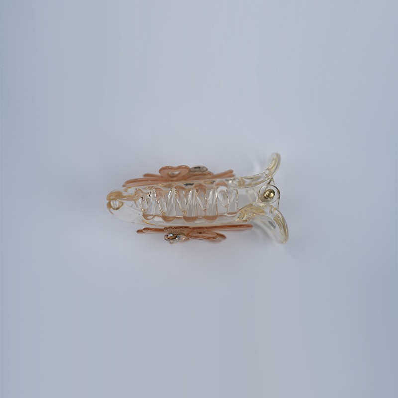 Elegant Pearlescent Flower Mini Banana Hair Claw Clip| Durable, Lightweight & Transparent Plastic Hair Clip For Women & Girls