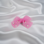 Bow Hair Clip With Embellished With Pearls| Lightweight, Delicate Fabric And Faux Pearls For Kids | Pair Of 2