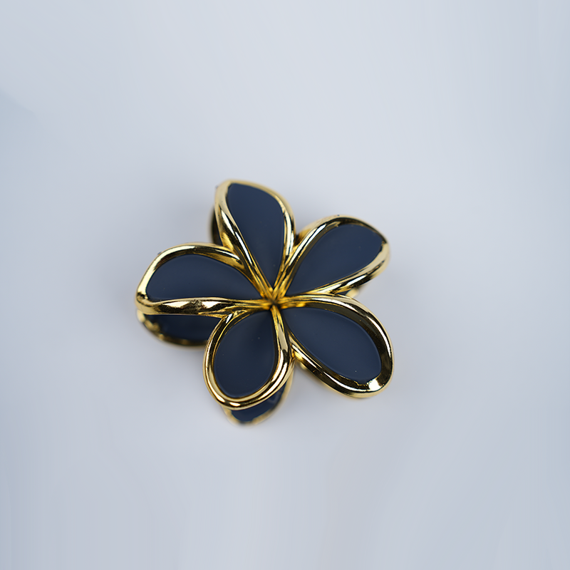 Gold Plumeria Flower Hair Clip| Plastic Flower Design With A Gold-Toned Trim| Hawaiian Style Hair Accessory