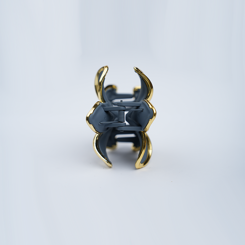 Gold Plumeria Flower Hair Clip| Plastic Flower Design With A Gold-Toned Trim| Hawaiian Style Hair Accessory