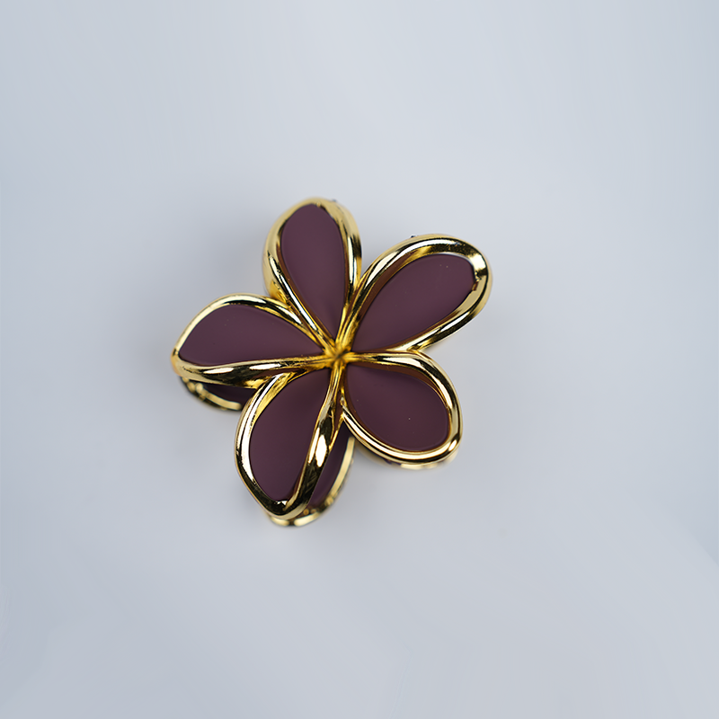Gold Plumeria Flower Hair Clip| Plastic Flower Design With A Gold-Toned Trim| Hawaiian Style Hair Accessory