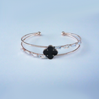 Anti-Tarnish Clover Bracelet| Black Clover Charm & Crystal accents| Lightweight Bracelet for women's/ Girls