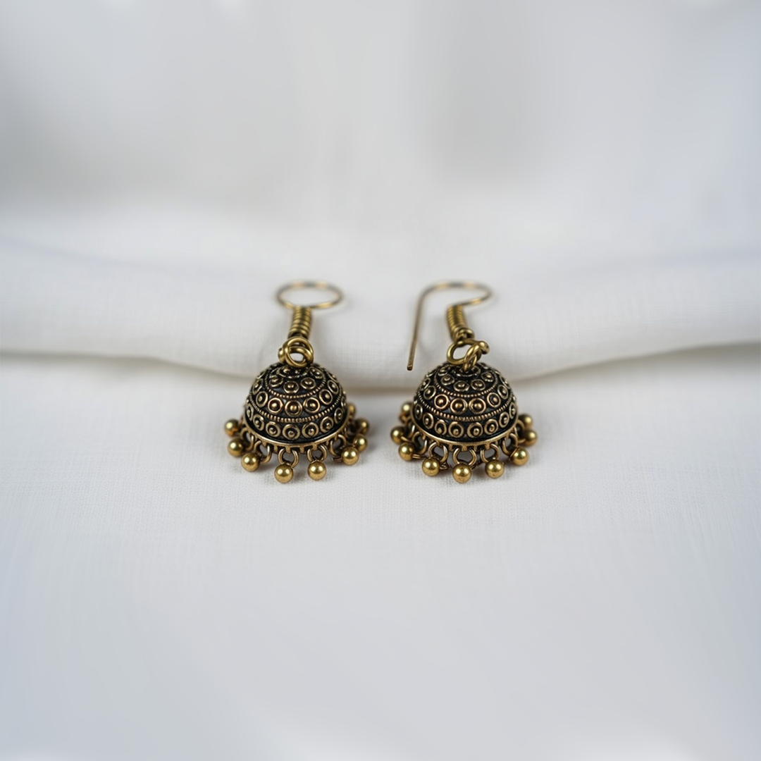 Oxidized Gold Plated Jhumka Earrings| Traditional Indian Jhumka For Girls