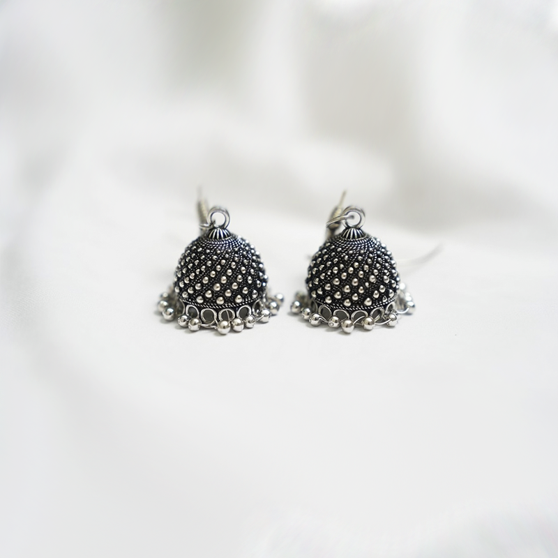 Traditional Oxidized Silver Jhumka Earrings| Antique finish Jhumka For Girls
