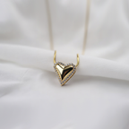 Pave Outlined Elongated Heart Pendant Necklace| Gold Tones Chain With Cubic Zirconia Stones