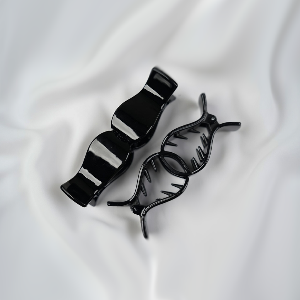 Black Plastic Jaw Hair Clips| Strong, Secure & Non-Slip Hair Clip For Girls| Pack of 6