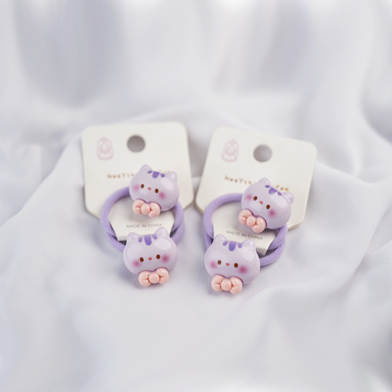 Cute Cartoon Hair Ties In Pastel Colors| Small Hair Ties For Kids| 1 Pair