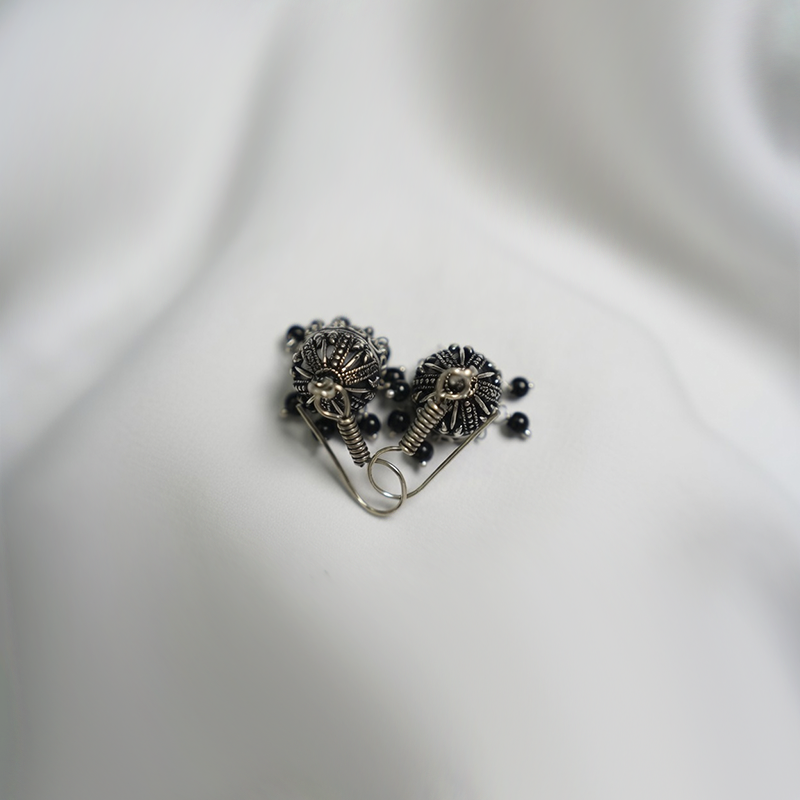 Traditional Oxidized Silver Jhumka Earrings| Antique finish Jhumka For Girls
