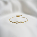 Gold tone Infinity Adjustable Bracelet With Cubic Zirconia Stones| Simple Bracelet For Girls