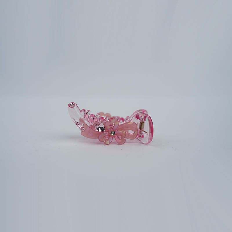 Elegant Pearlescent Flower Mini Banana Hair Claw Clip| Durable, Lightweight & Transparent Plastic Hair Clip For Women & Girls