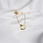 Square Mother-Of-Pearl Stone Pendant Necklace| Gold Tone Plated Alloy Chain