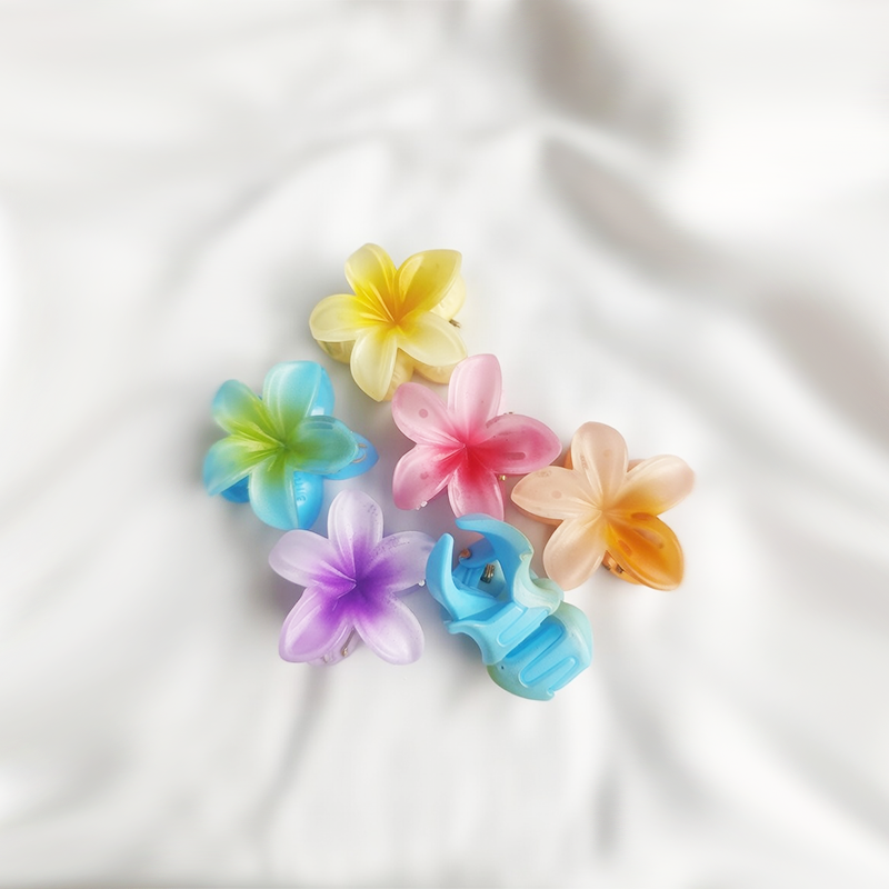 Small Plumeria Flower Claw Hair Clip| Double Shade Five Petal Plumeria Flower Design Clips| Pack of 24