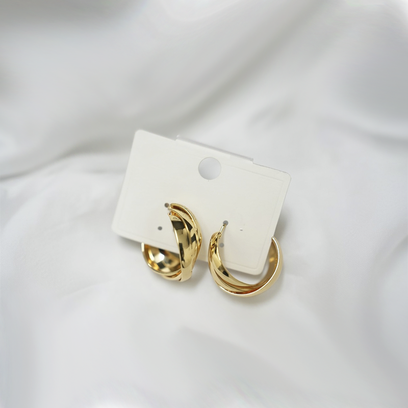 Gold Toned Chunky Half Hoop Earrings| Elegant & Lightweight Earrings For Girls