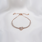 Rose Gold Toned Heart Shaped Bracelet With Stones| Simple Bracelet For Girls