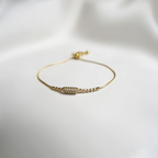 Gold Plated Pave Charm Toggle Bracelet With Cubic Zirconia Stones| Adjustable Bracelet For Girls