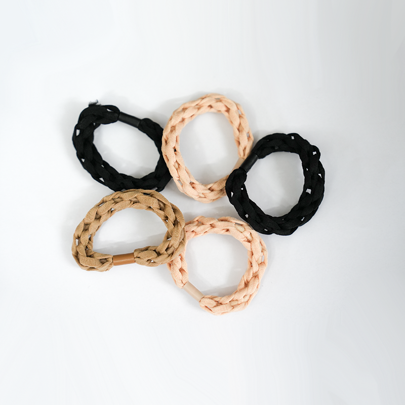 Braided Fabric Hair Tie| Elastic Hair Tie For Women's & Girls| Soft & Stretchy Fabric| Suitable For All Hair Types| Pack of 5