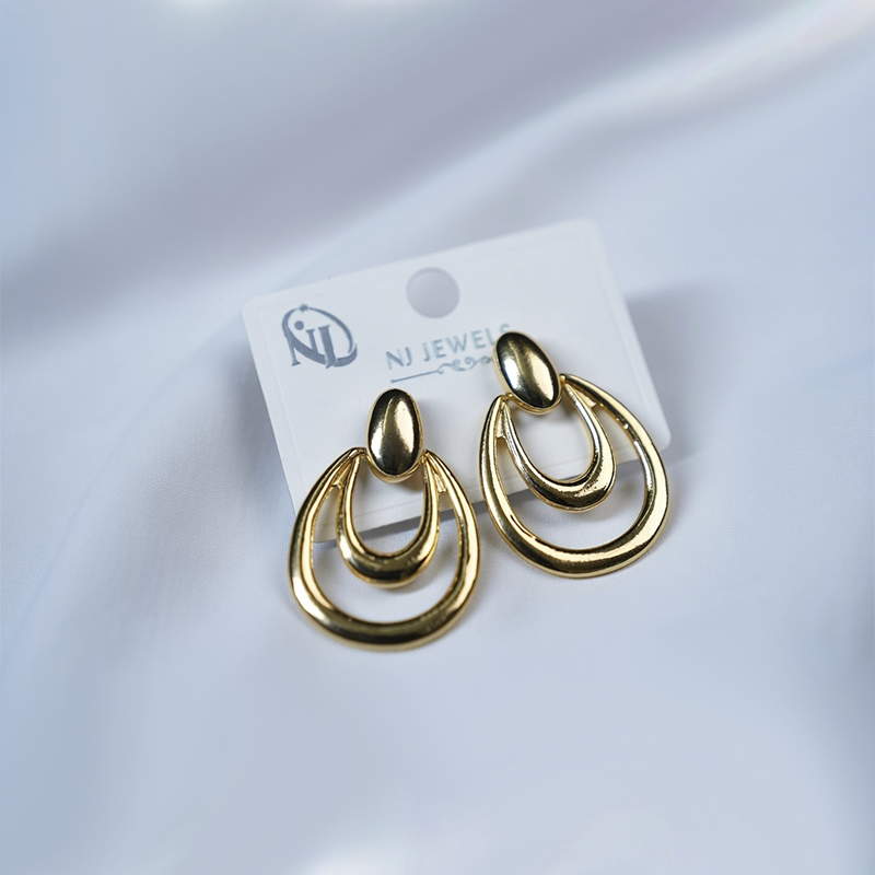Gold Plated Double Hoop Dangle Earrings| Lightweight Earrings For Girls