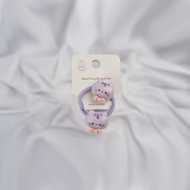 Cute Cartoon Hair Ties In Pastel Colors| Small Hair Ties For Kids| 1 Pair
