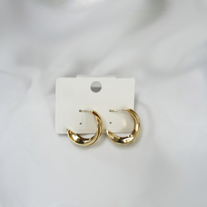 Gold Toned Chunky Half Hoop Earrings| Elegant & Lightweight Earrings For Girls