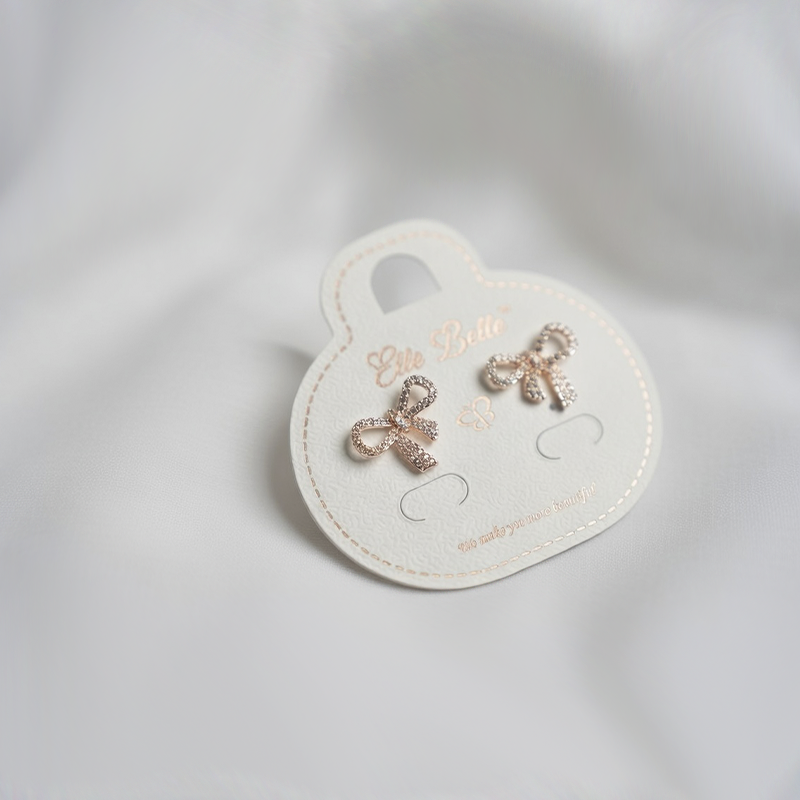Rose Gold Cubic Zirconia Bow Stud Earrings| Elegant Earrings For Girls