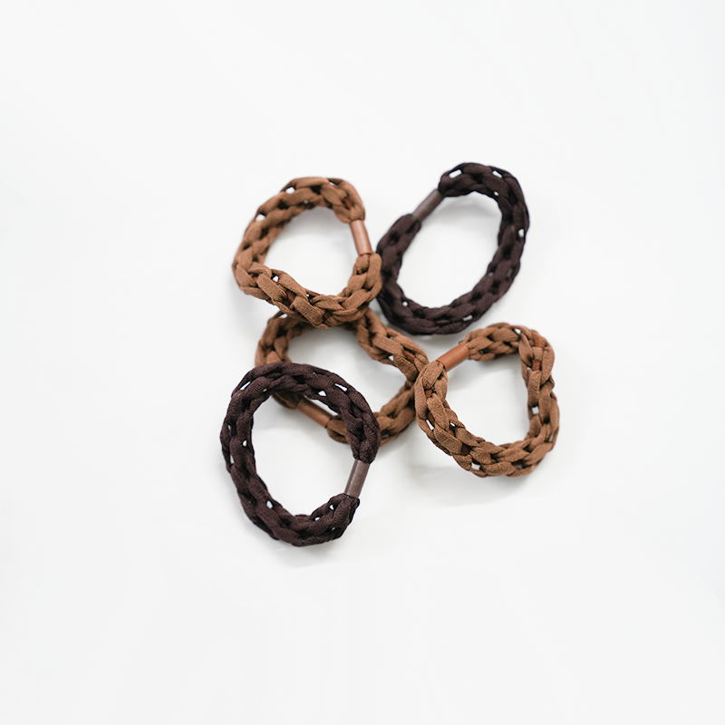 Braided Fabric Elastic Hair Tie For Women's & Girls| Soft & Damage Free Hair Tie| Suitable For All Hair Types| Pack of 5