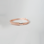 Rose Gold Toned Hinged Bangle Bracelet| Central Bar Design With Two Rows Of Small, Round, White Accents| Lightweight Bracelet For Women's & Girls