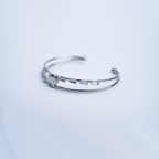 Double Band Open Cuff Bracelet With Heart Charm & Cubic Zirconia Stones| Lightweight bracelet for women's