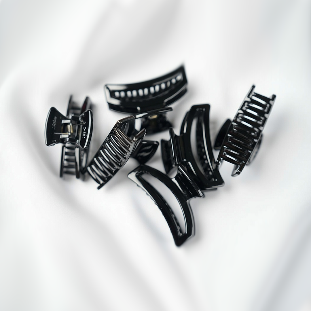 Black Plastic Hair Claw Clips| Suitable For All Hair Types| Pack Of 6