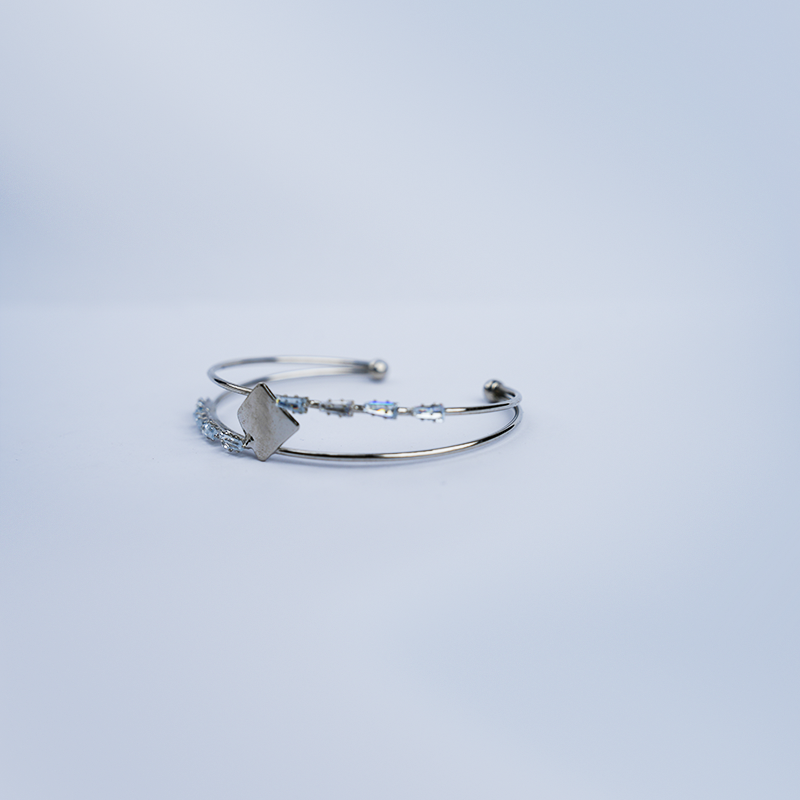 Double band Open Cuff Bracelet With Stones| Charming Motif & Sparkling Crystals| Lightweight Bracelet For Women's/Girls