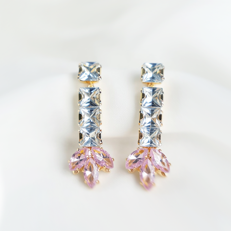 Gold-Toned Clear Stone Leaf Motif Jewellery Set| Floral Pattern Necklace & Matching Earrings For Girls