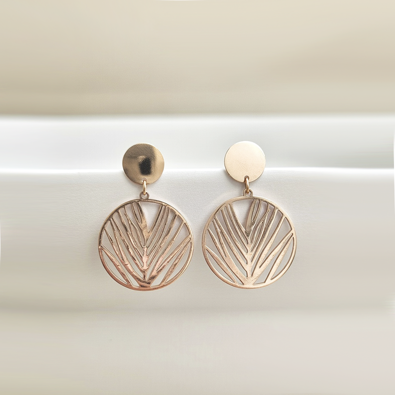 Rose Gold-Toned Stainless-Steel Leaf Statement Dangle Earrings| Lightweight Earrings For Girls