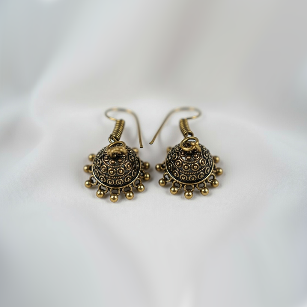 Oxidized Gold Plated Jhumka Earrings| Traditional Indian Jhumka For Girls