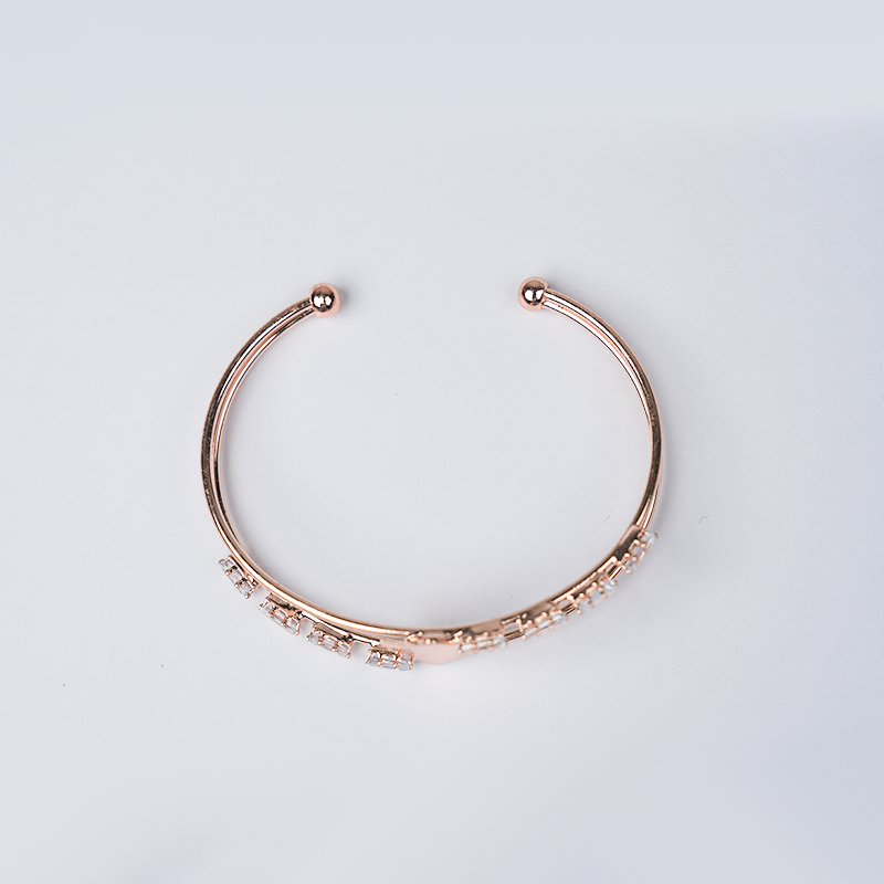 Double band Open Cuff Bracelet With Stones| Charming Motif & Sparkling Crystals| Lightweight Bracelet For Women's/Girls