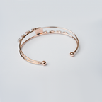 Roman Dial Open Cuff Bracelet| Black Enamel Motif & Clear Crystal Accents| Lightweight Bracelet for Women's