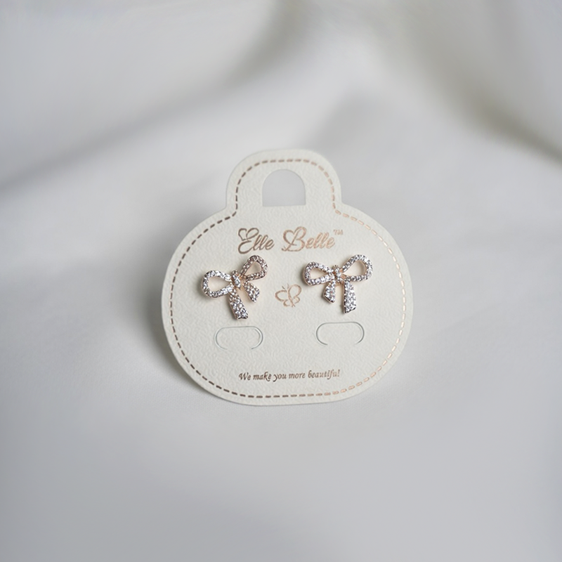 Rose Gold Cubic Zirconia Bow Stud Earrings| Elegant Earrings For Girls