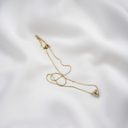 Pave Outlined Elongated Heart Pendant Necklace| Gold Tones Chain With Cubic Zirconia Stones