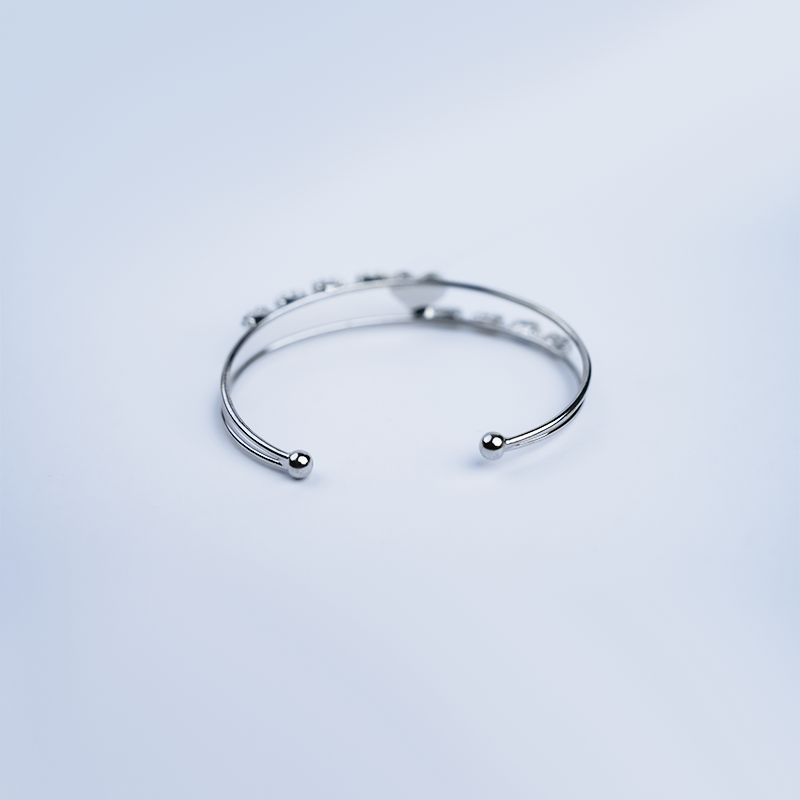Double Band Open Cuff Bracelet With Heart Charm & Cubic Zirconia Stones| Lightweight bracelet for women's