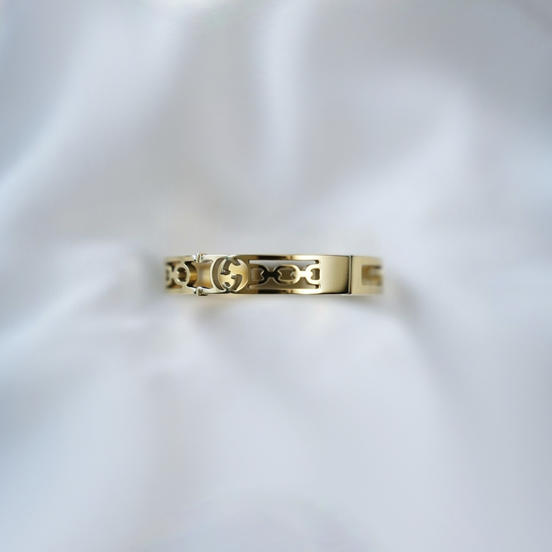 Gold-Plated Stainless-Steel Bangle Bracelet With a Cutout Design| Simple & Lightweight Bracelet For Girls