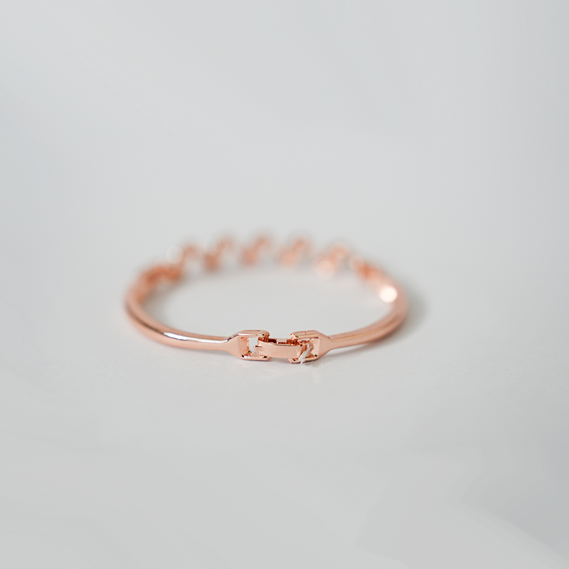 Rose Gold Toned Wavy Bangle Bracelet| Lustrous Pearls & Sparkling Clear Crystals| Lightweight Bangle For Women's