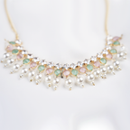 Silvermerc Designs Gold-Plated beads-beaded jewellery set with pink and white pearl-beaded Choker Necklace