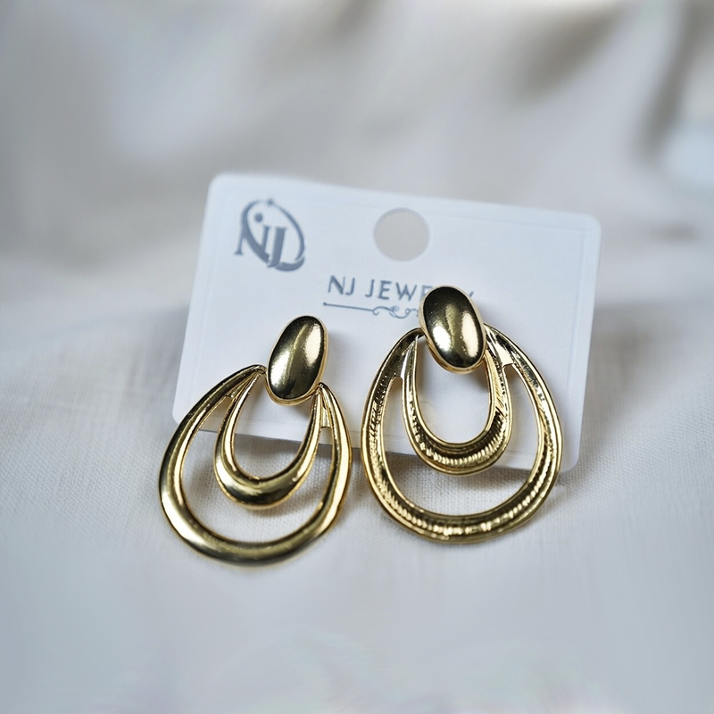 Gold Plated Double Hoop Dangle Earrings| Lightweight Earrings For Girls