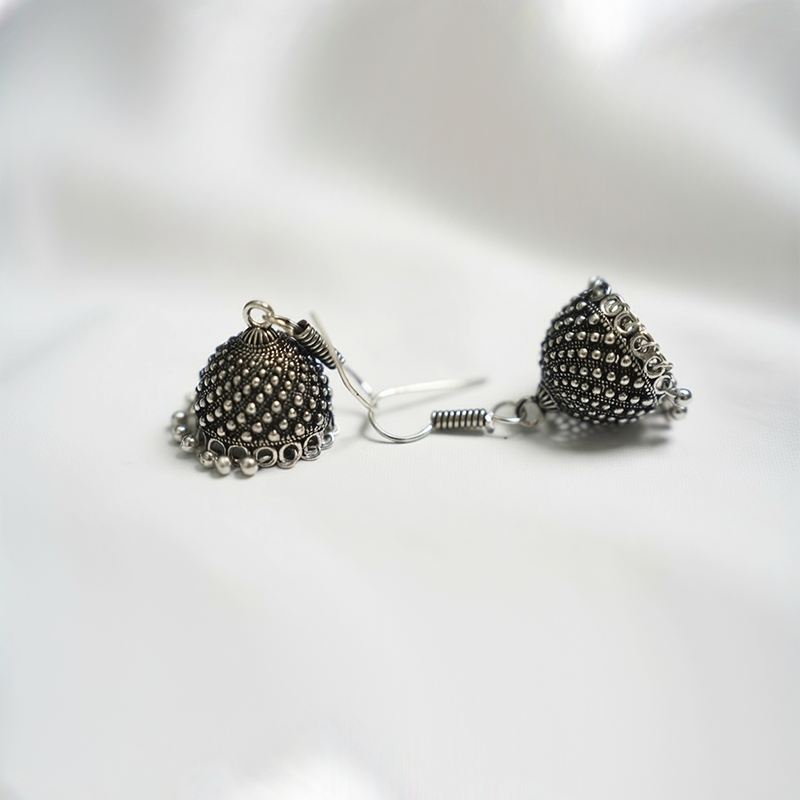 Traditional Oxidized Silver Jhumka Earrings| Antique finish Jhumka For Girls