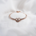 Rose Gold Toned Heart Shaped Bracelet With Stones| Simple Bracelet For Girls