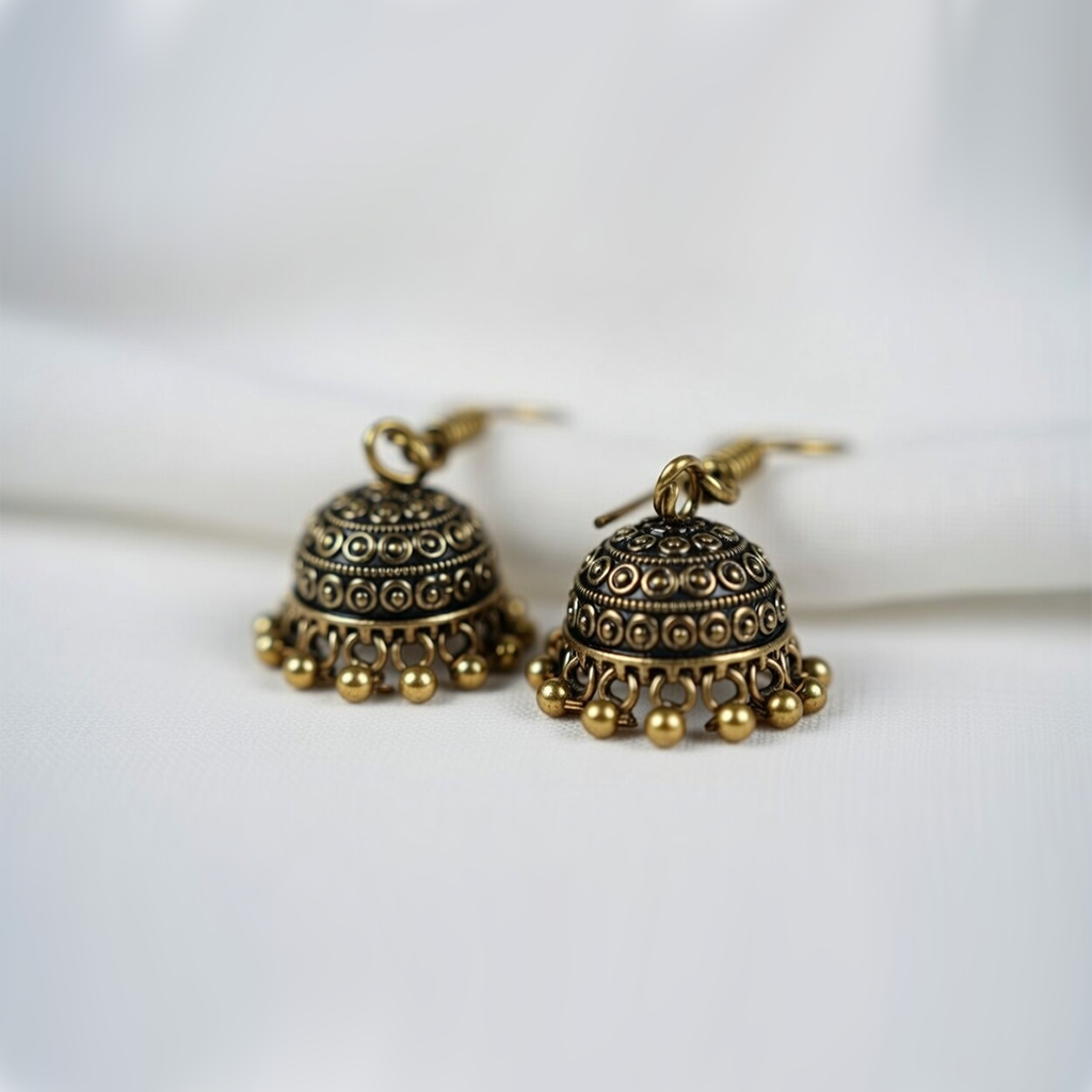 Oxidized Gold Plated Jhumka Earrings| Traditional Indian Jhumka For Girls