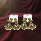 Traditional Indian Antique Gold-Plated Jhumka Earrings| Multicolor Stones & Pearl| Lightweight Earrings For Girls