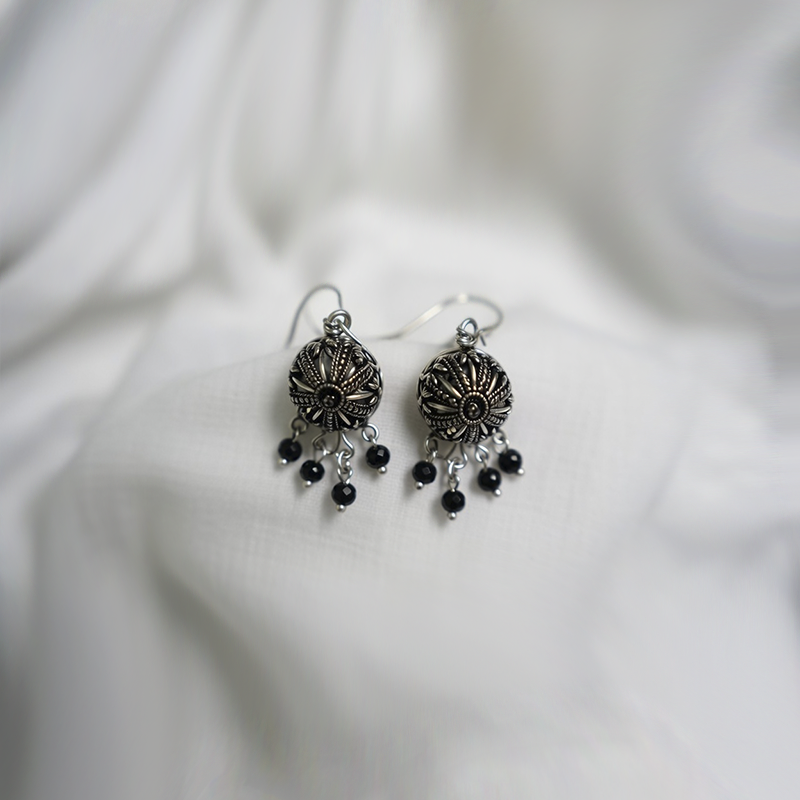 Traditional Oxidized Silver Jhumka Earrings| Antique finish Jhumka For Girls