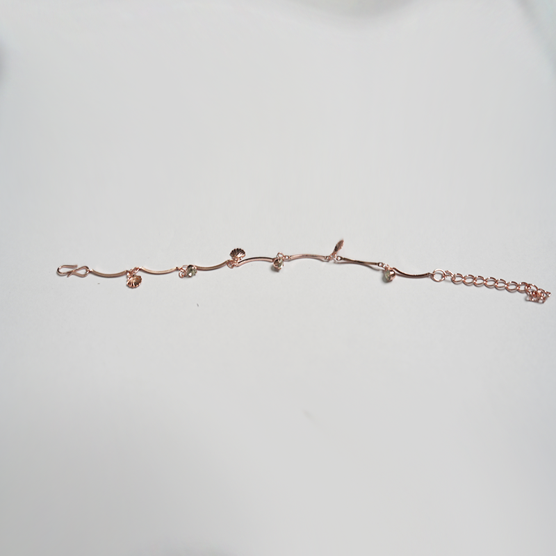 Rose Gold-Plated chain bracelet With Shell And Crystal Charms| Simple Bracelet For Girls