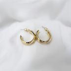Gold Toned 3 Layers Half Hoop Earrings| Minimal Earrings For Girls